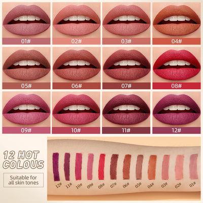 New Velvet Matte Lipstick Long Lasting Waterproof Lipstick Non-Stick Cup Lip Stain Tint Cosmetics Lip Pencil Liner Makeup