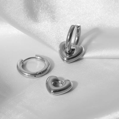 Punk Round Stainless Steel Hoop Earrings For Women Minimalist Geometric Heart-shaped Earrings Statement Jewelry 2023