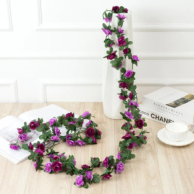 250CM Rose Artificial Flowers Christmas Garland for Home Room Wedding Decoration Spring Autumn Garden Arch DIY Fake Plant Vine