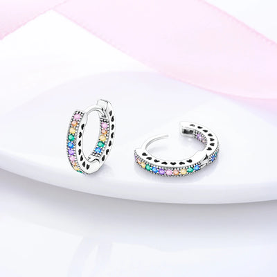 Hot Sale 925 Sterling Silver Heart Earrings Fit Original Charms Hoop Earrings For Women girls Stud Earring Fine Jewelry Gifts