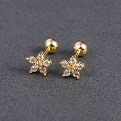 Fashion Multicolor Zircon Crystal Small Hoop Earrings Women Stainless Steel Flower Square Cartilage Earring Piercing Jewelry