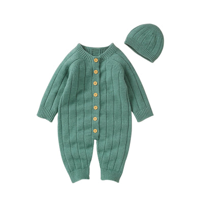 Ma&Baby 0-18M Warm Baby Clothing Knit Romper Newborn Infant Toddler Boy Girl Long Sleeve Jumpsuit + Hat Fall Spring Outfits