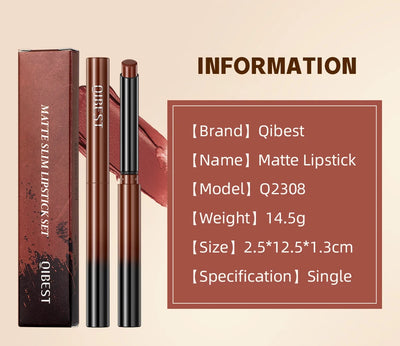 New Velvet Matte Lipstick Long Lasting Waterproof Lipstick Non-Stick Cup Lip Stain Tint Cosmetics Lip Pencil Liner Makeup