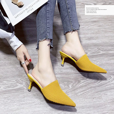 Comemore 2025 New Women's Summer Mules Fashion Female Flipflop Yellow Office Slippers Flat Sandals Women Spring Slides Shoes 43