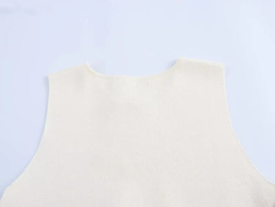 TRAFSHE Woman Side Buttons Knitted Vest Casual Slim Sleeveless High Low Hem O Neck Tanks Y2K Autumn Crop Top 9598/133