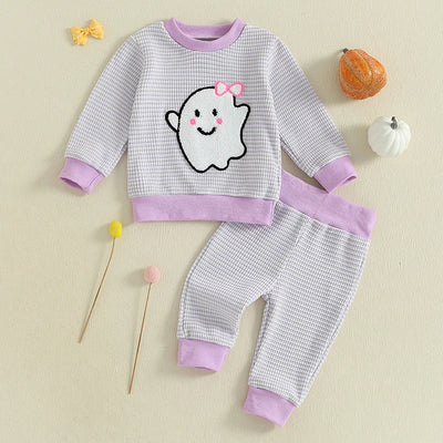 Adorable Baby Boys Girls Thanksgiving Costumes Turkey Tree Ghost Pumpkin Embroidery Hoodies and Pants 2Pcs Outfit Set for Fall