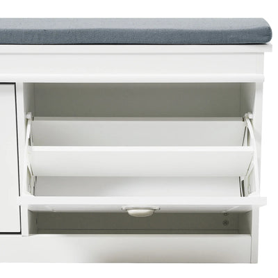 【Breeins】Flip Down Shoe Bench Cabinet, Shoes Rack Storage Organizer Shelf Home Decoration For Entryway