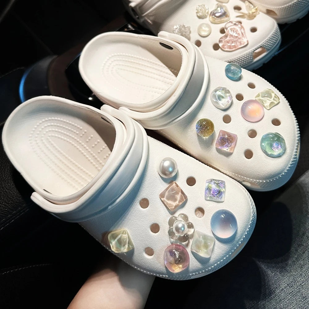 Shoe Charms for Hole Shoe Accessories Artificial Crystal Shoe Buckle Decoration Charm Set Kids Party Xmas Gifts