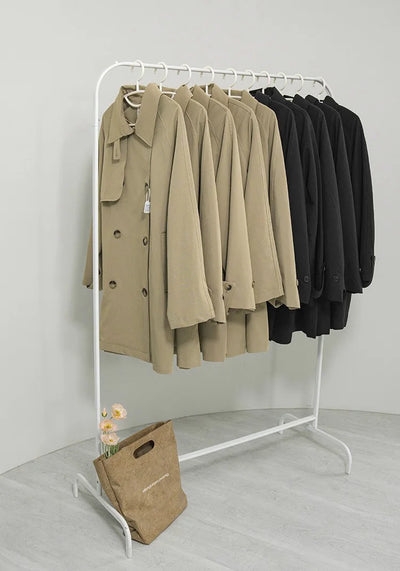 Women Spring Fall Short Trench Coat Korean Style Loose Fit Casual Khaki Jacket Petite-Friendly Versatile and Stylish Outerwear