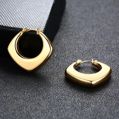 Fashion Square Geometric Hoop Earrings for Women, Chic Metal Stainless Steel Lady Earrings Bijoux Femme New Jewelry