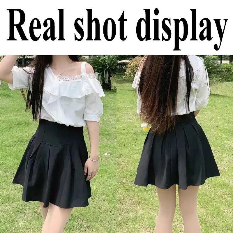 Lucyever Fashion Women Zipper High Waist Mini Skirt Korean Style Anti-Glare Pleated Skirt Female Show Leg Length A-Line Skirts