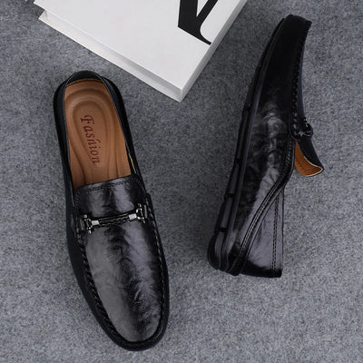 Men's breathable casual summer shoes with hollowed out men's driving shoes, high-quality men's business  genuine leather loafers