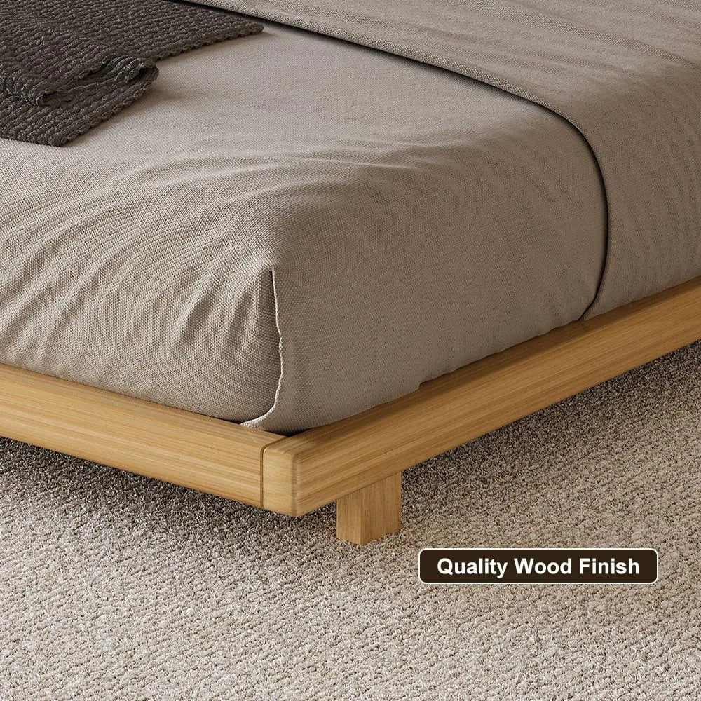 homary japanese style king floor bed frame, 5.9" low profile tatami platform bed with carbon steel slats & wood-finished metal f