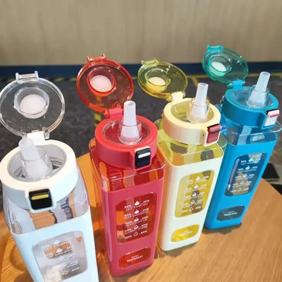700ml Sports Water Bottle Portable Sippy Cup Suitable for Outdoor Sports Cycling Straw Water Cup Plastic Travel Tea Juice Cup