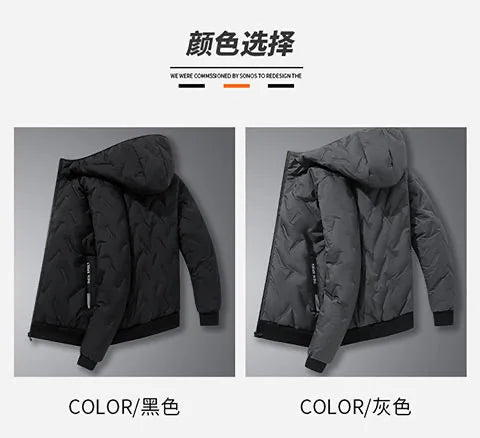 2024 Winter Fashion Sports Plus Fleece Thick Warm Jacket Men's Casual Loose Comfortable Plus Size Hooded Cotton-Padded Jacket