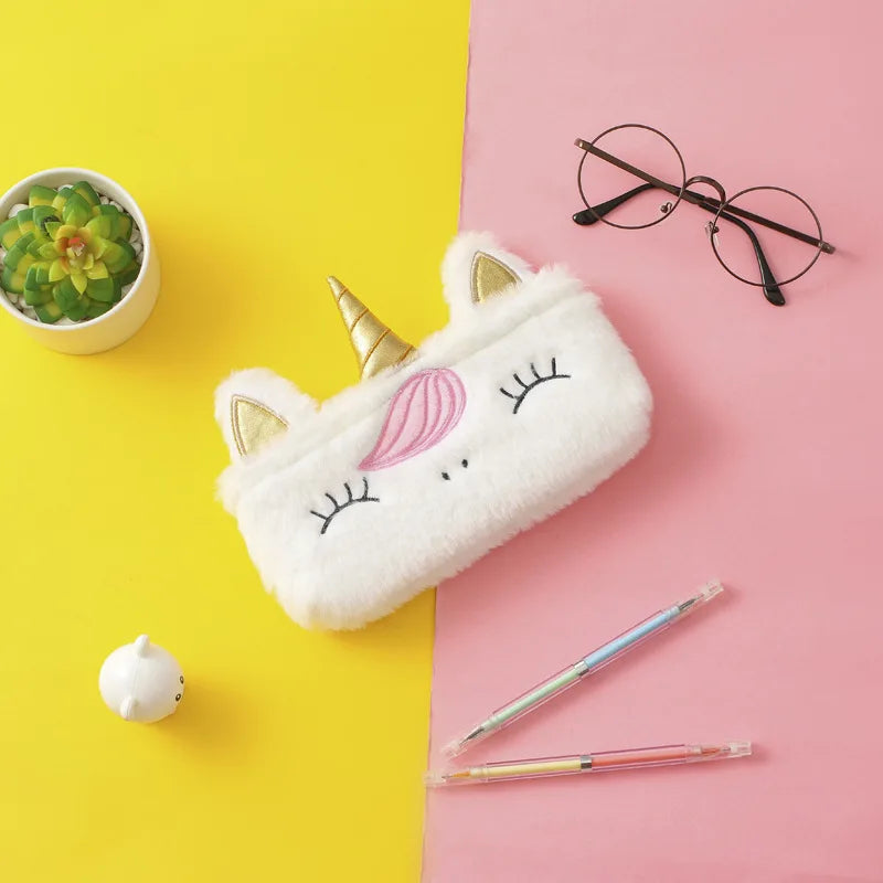 Plush Unicorn Cute Pencil Case Licorne Kawaii Girls Estuche Para Lpices for Trousse Astuccio Canvas Scolaire School Cartuchera