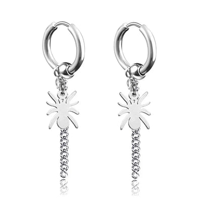 New Punk Stainless Steel Chain Hoop Earrings For Women Men 2023 Trendy Goth Pop Hip Hop Pendants Ear Jewelry Accessories Earring