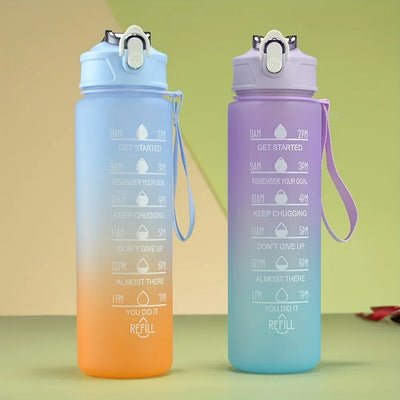 900ml Leakproof Water Bottles with Times To Drink and Straw Motivational Drinking Sports Water Bottle for Fitnes Gym Outdoor