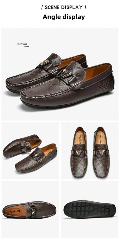 High-end Top-grain Cowhide Korean-style Bean Shoes, Men's Genuine Leather Breathable Business Casual Leather Shoes, Men's Shoes