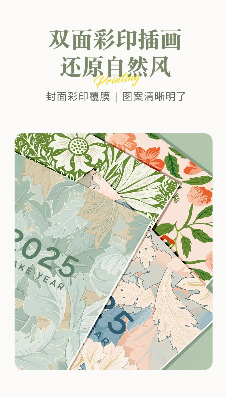 Portable 2025 Monthly Notes Notebook, A4/A5 Size 24 Sheets Annual Calendar Planner for School Travel Business Work Home Writing
