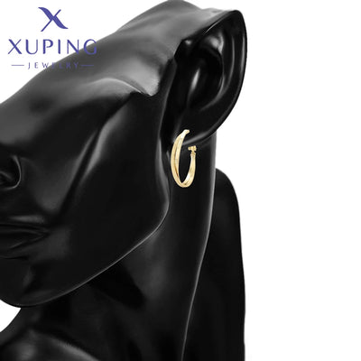 Xuping Jewelry New Arrival Trendy Fashion Серьги Light Gold Color Hoop Earrings for Women Girl Party Gift X001019741