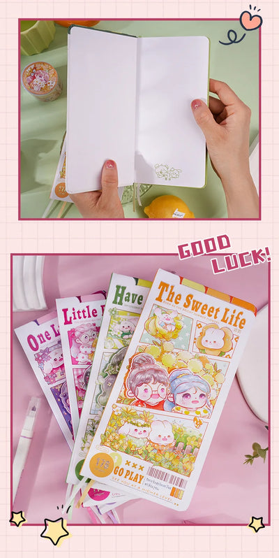 Etori Life Cute Cartoon Girl Notebook Creative Kawaii Student Stationery DIY Drawing Book，Notepad, Line book，Grid Notebook