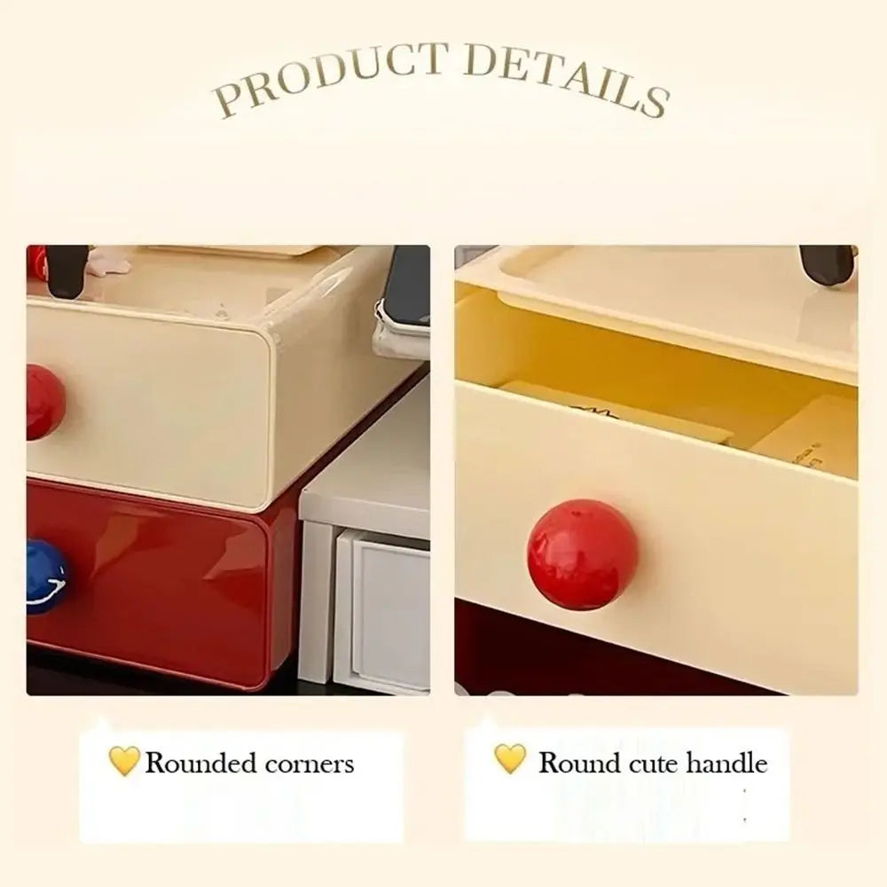 Large Capacity Desk Organizer Box Dopamine Dust-proof Cosmetics Storage Box Stackable Desktop Storage Boxes Drawer Home Office