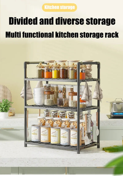 2/3Layer Kitchen Storage Shelf High-capacity Easy To Install Seasoning Rack PP Material Modern Minimalism Kitchen Furniture