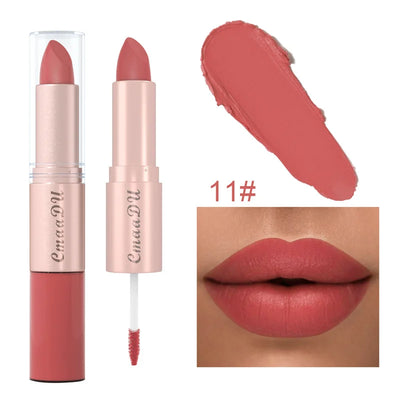 2 In 1 Double-ended Lipstick Lip Liner Pen Matte Pigment Non-stick Cup Skin Color 24H Lasting Waterproof Makeup Beauty Cosmetics
