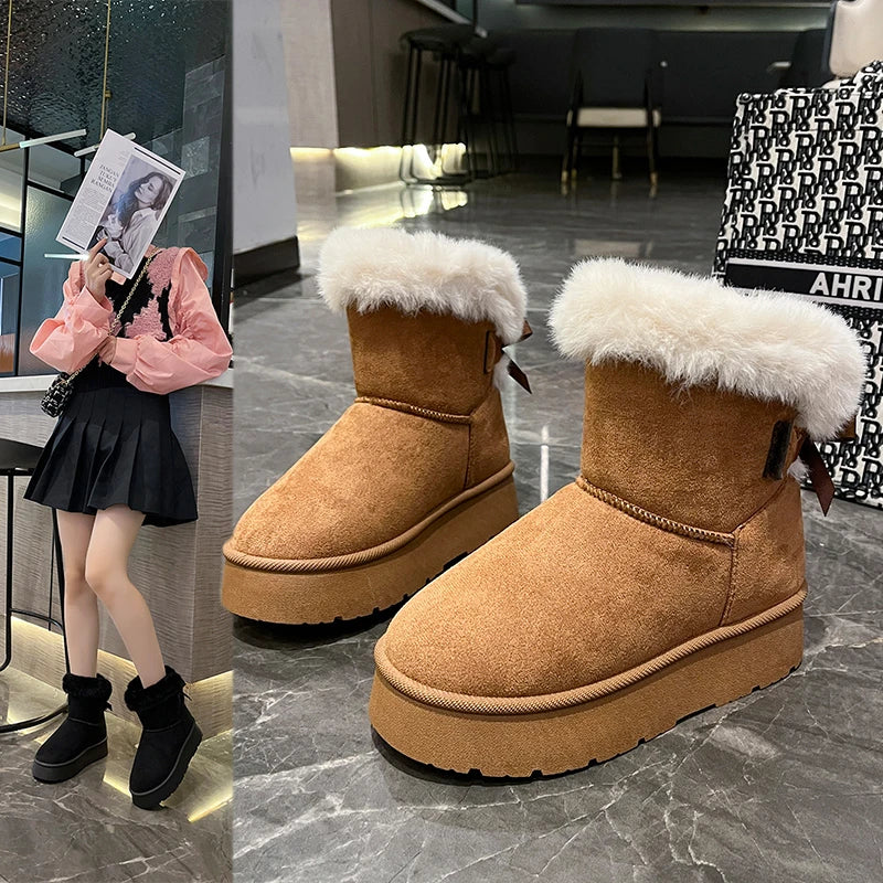Snow Boots Women Winter Shoes Women Platform Boots Warm Plush Cotton Shoes Thicken Winter Woman Boots Flat Non-slip Botas Mujer