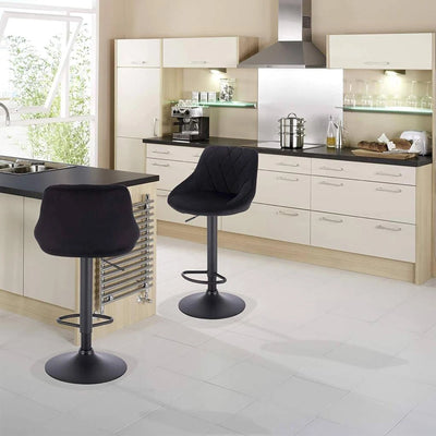 2-piece bar stool set, kitchen stool, upholstered bar stool, swivel bar stool height adjustable 85-105 cm, velvet seat, metal ba