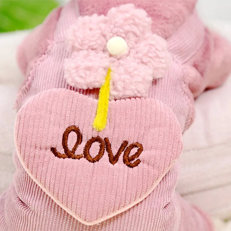 Soft Warm Dog Jumpsuits Pet Dog Coat for Small Dog Flower Pattern Puppy Pajamas Luxury Cat Jumpsuits Pet Jacket Coat Dog Clothes