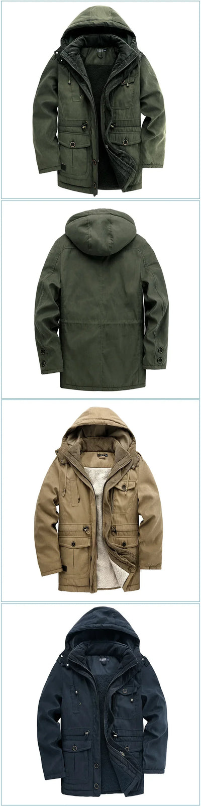 Fleece Inner Cotton-Padded Male Windbreaker Hooded Outwear Cotton Parka Snow Coats Men's Thicken Warm Winter Jacket Cashmere