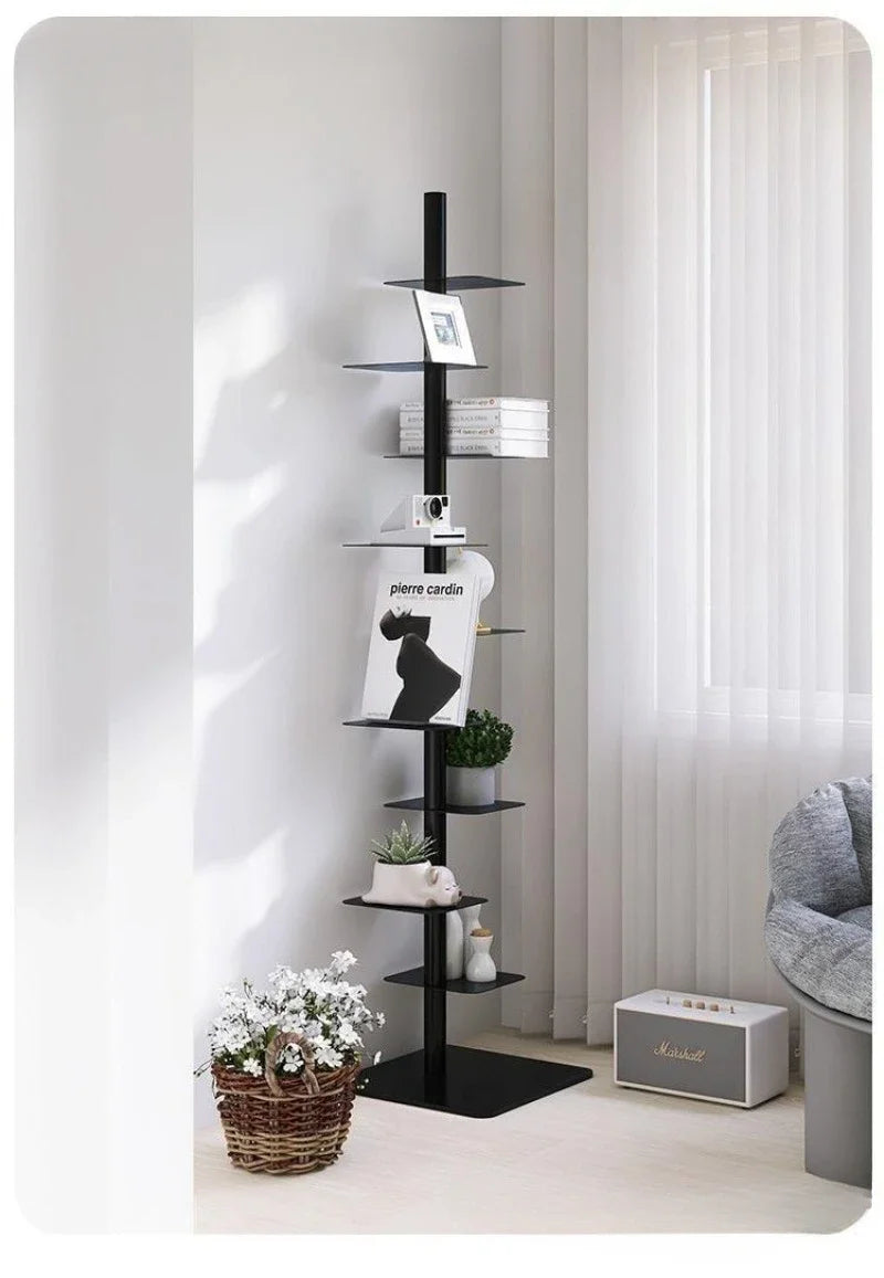 9- Layers Creative Bookcases Iron Rotating Invisible Spiral Bookshelf Living Room Display Shelf Household Corner Room Furniture