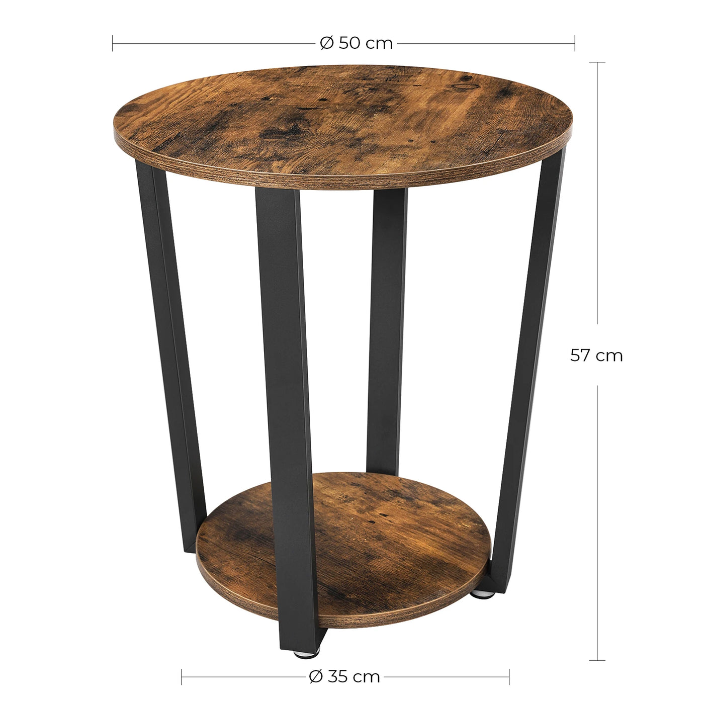 Side Table Round Table with Steel Frame Easy Assembly