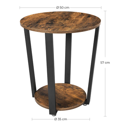 Side Table Round Table with Steel Frame Easy Assembly