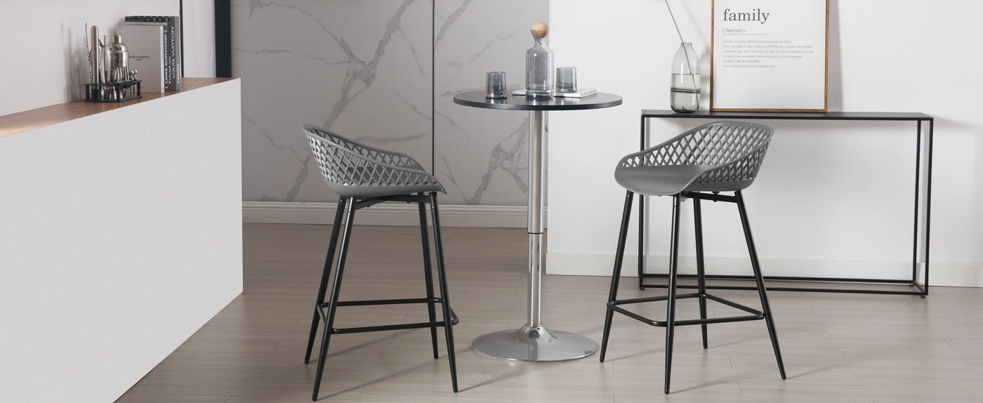 2PCS/CET Plastic Bar Stools Counter Stool with Hollow Backrest  Footrest  High Kitchen Stool for Dining Room  Bar Outdoor Patio