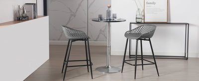 2PCS/CET Plastic Bar Stools Counter Stool with Hollow Backrest  Footrest  High Kitchen Stool for Dining Room  Bar Outdoor Patio