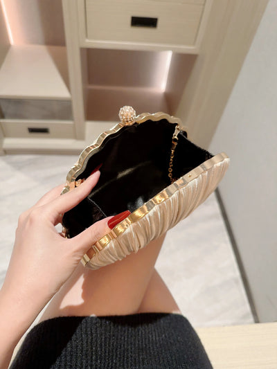 New Shell Evening Bag Cheongsam Diamond Clutch Bag Chain Bag Evening Dress Bag Pleated Bag Banquet Bag