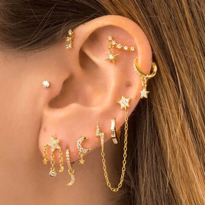 925 Sterling Silver Needle Little Huggies Hoop Earrings for Women Tiny Crystal Zirco Pendant Cartilage Earrings Piercing Jewelry
