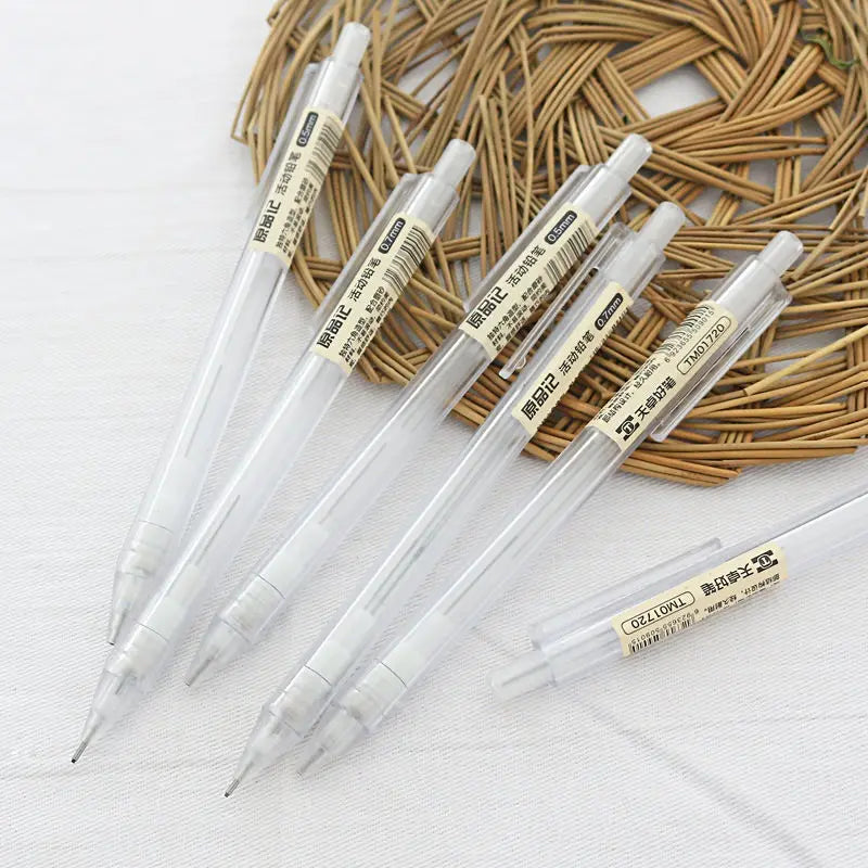 Mixed Loading 0.5&0.7mm Mechanical Pencil White Simple Automatic Pen for Students School Supplies Office Accessories Stationery
