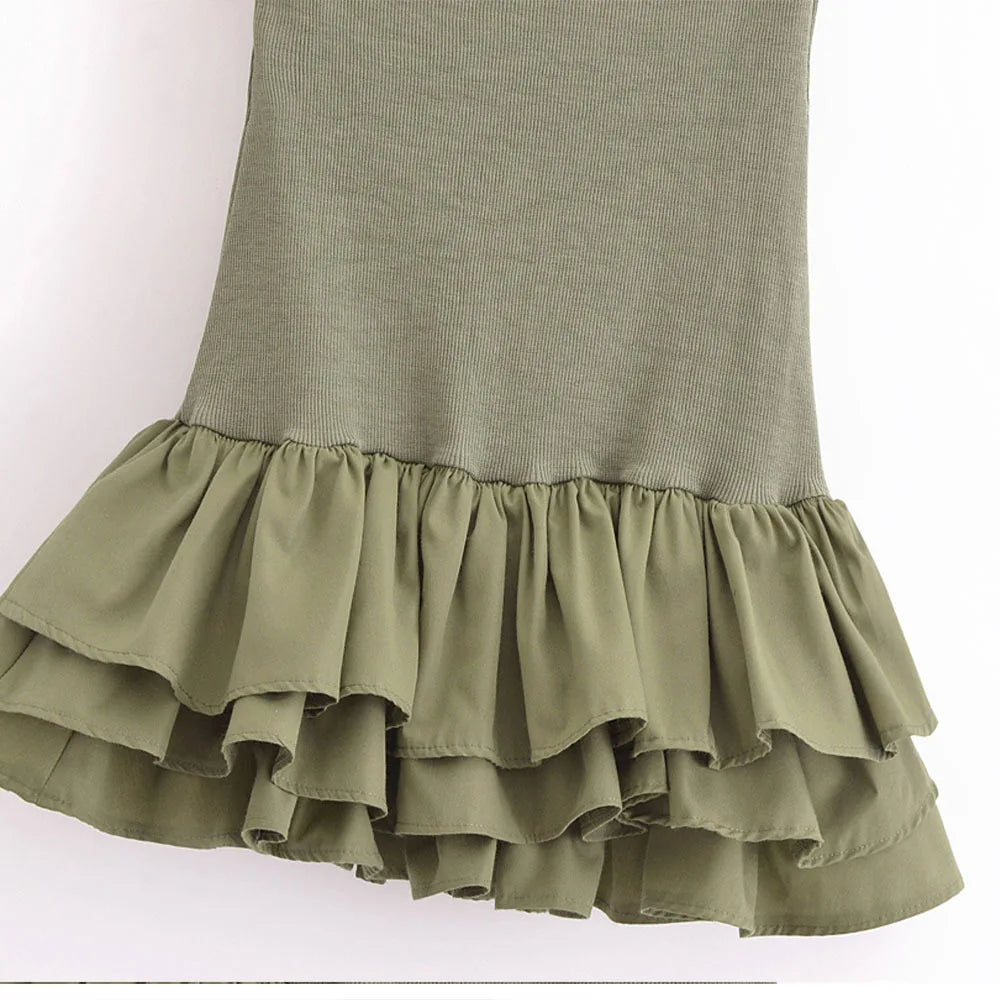 Off Shoulder Strapless Mini Dress Knitted Ruffle Layered Decorative Hem Dress Summer Backless Sexy Daring Party Short Dresses