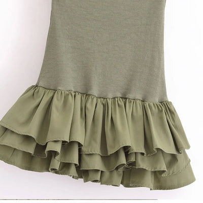 Off Shoulder Strapless Mini Dress Knitted Ruffle Layered Decorative Hem Dress Summer Backless Sexy Daring Party Short Dresses