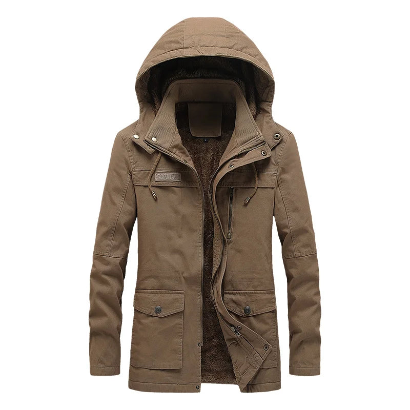 Men's Casual Cotton-padded Jacket Warm Waterproof Crisp High-quality Fabric Comfortable Skin Breathable Wear Resistant Coats