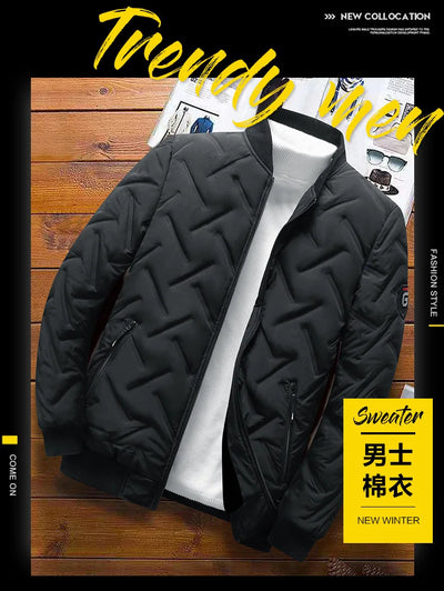 New Autumn Winter Jacket Men Cotton Padded Jacket Korean Fashion Streetwear Casual Jacket Men Stand Collar Coats Jackets 4XL 5XL