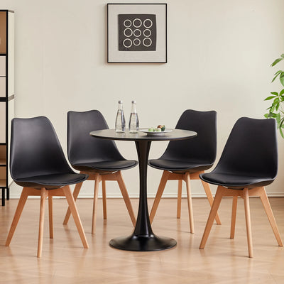 Round Dining Table Elegant White Nordic Tulip Top Dining Table Round Versatile Table Kitchen Coffee Balcony WHite/Black 70cm