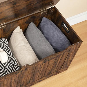 Storage Chest, Storage Trunk with 2 Safety Hinge, 100 cm Lift-Top Storage Bench, Wooden Storage Organizer for Entryway