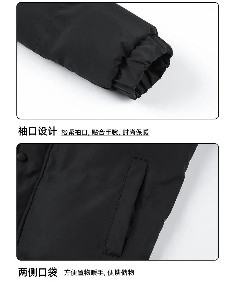 New Solid Color Hooded Collar Male Windbreak Cotton Padded Down Jacket Warm Thick Men Parka Winter Casual Mens Outwear Parkas