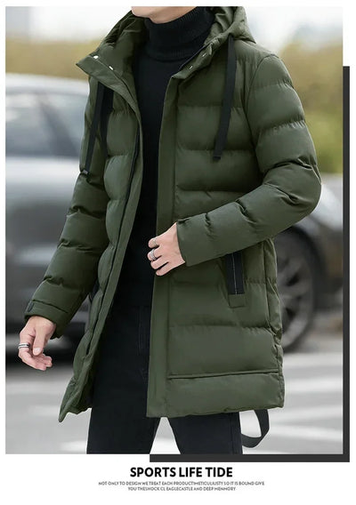 Male Outwear Winter Coats New Slim Fit Jackets Winter Jackets Men Hooded Casual Long Down Jackets Thicker Warm Parkas Size 4XL