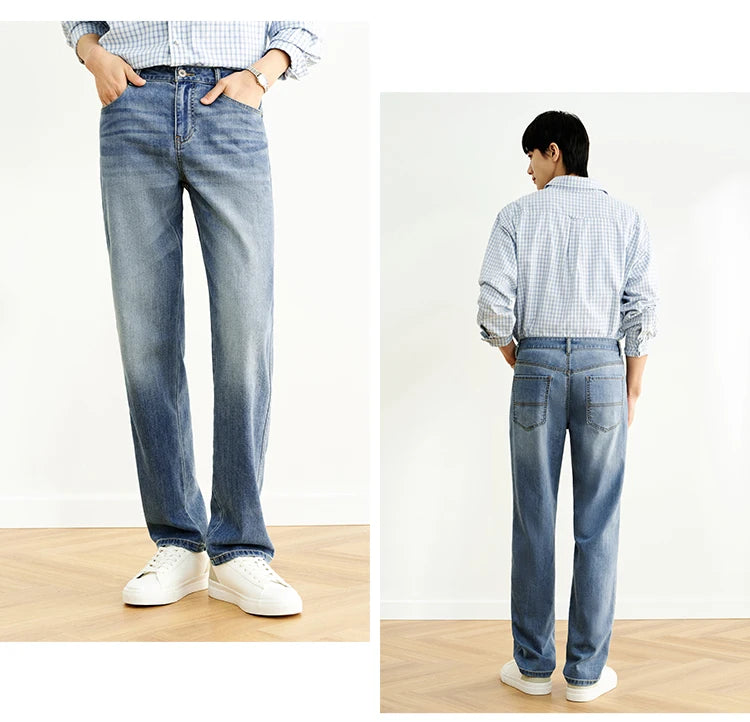 Semir Jeans Men Straight-Leg Retro Distressed 2025 New Summer Pants Cool Feeling Long Pants for Everyday and Trendy Outfits
